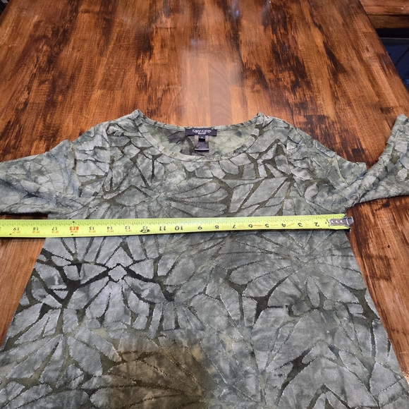 Karen Kane Petites Burnout Tie-Dye Crew Neck 3/4 Sleeve Asymmetric Tunic sz S - Picture 3 of 9